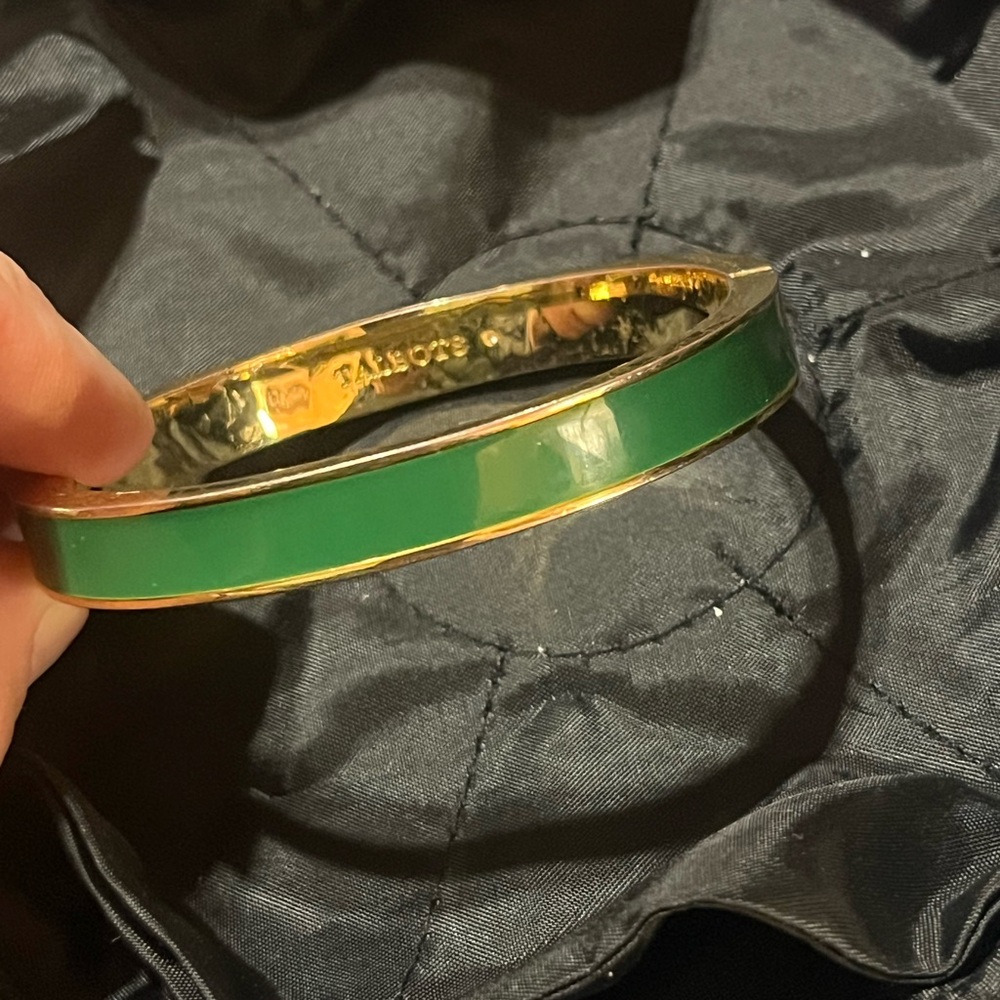 Talbots Signed Green Enamel Hinged Bangle Bracele… - image 1